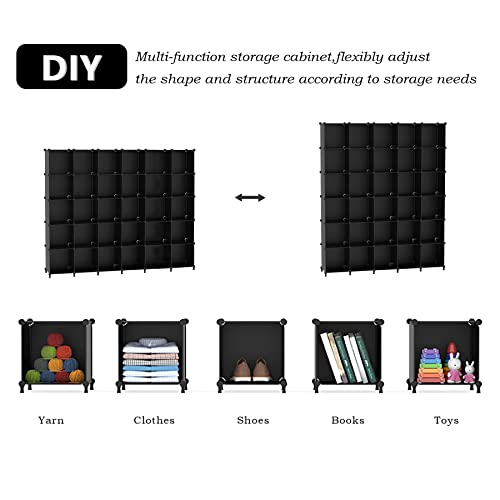 Awtatos Cube Storage Organizer 30 Cube Modular Storage Bookshelf Diy Plastic Closet Storage Shelf, Stackable Storage Shelving Rack,Ideal Storage Solution For Home, Office, Bedroom, Black Ulpz024 #TOP5