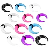 Operitacx Kit Acrílico de Anillos para Tabique Nasal y Dilatadores de Oreja, 12 Piezas 2Mm y 3Mm, Colores Transparente y Morado, Joyería para Piercing Corporal Unisex, Uso Diario y Social