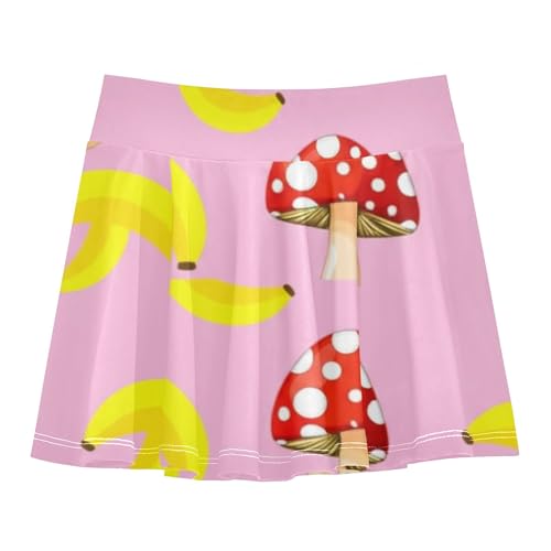 Custom Athletic Shorts for Girls Skorts Toddlers Tennis Skirts School Mushrooms Yellow Banana Pink 4t