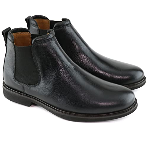 MJNY Mens Casual Comfortable Genuine Leather Chelsea Ankle Boots Lightweight Breathable Elastic Classic Fashion Chukka Dress Boots4