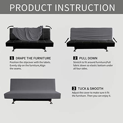 Image of Easy-Going Stretch Large Futon Slipcover Armless Futon Cover Grey