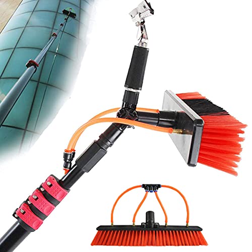 Kit de Cepillo de Limpieza con Poste Alimentado por Agua, Herramienta de Limpieza de Paneles solares, Herramienta de Limpieza de módulos fotovoltaicos, la Longitud de la Varilla telescópica