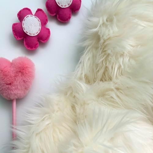 Bianna Ivory/Off White Faux Fur Fabric, by The Yard, American Seller, Luxury Shag Shaggy Material for Crafting, Sewing, Costumes, Fursuits, Home Decor (10x60 inches)