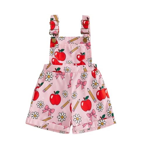 Image of Ayalinggo Toddler Baby Girl Sunflower Print Overalls Shorts with Pocket Suspender Trousers Cute Summer Clothing Outfit