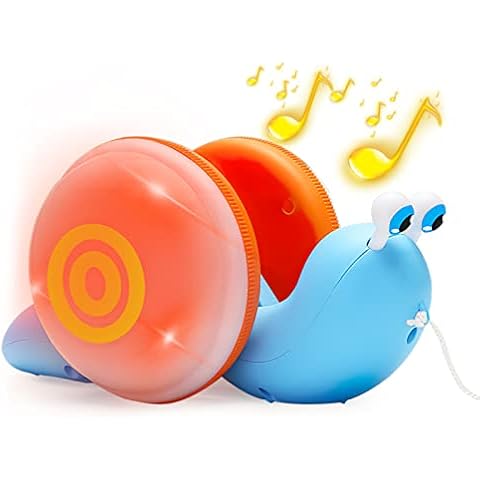 Pull Along Toys for Boys and Girls, Acemall Walking Infants Toys with Lights and Music Early Development & Activity Snail Animal Toy for Toddlers Kids Children Christmas Birthday Gift 1+ Year Old Cover