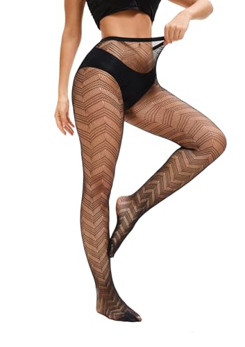 Image of Lunedear Black Fishnet Tights Net Leggings for Women | Halloween themed patterns mesh stockings breathable leggings