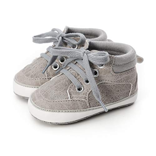 Baby Boys Girls Anti-Slip Sneakers Soft Ankle Boots Toddler First Walkers Newborn Crib Shoes?Gray?12~18 M?