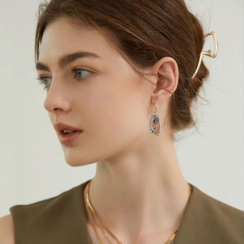 KaFu Bohemian Earrings Dangle Drop for Women Girls Vintage Ethnic Sculpted Earrings Handmade Boho Geometry Statement Earrings Jewelry Gift4