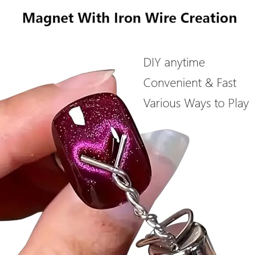 Image of 31Pcs Cat Eye Magnet for Nails, Cat Eye Gel Nail Polish Magnet Beads, 4 IN 1 Cat Eye Nail Magnetic Wand, Iron Wire for Heart Cat's Paw, Manicure Design Tools DIY Salon Accessories