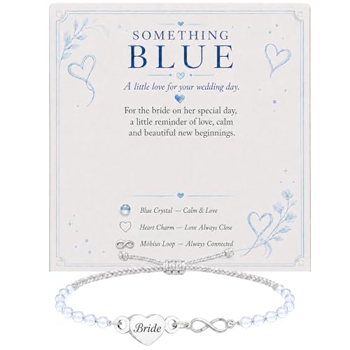 Image of AIKOBAA Bride Something Blue Bracelet – Something Blue for the Bride, Wife-to-be Gifts, Life Charms Bracelets for Women, Hen Party Gifts for the Wife-to-be, with Card