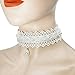 Daimay Choker Lace Necklace with Bracelet Set Punk Party Gothic Vintage Handmade Retro Gear Flower Bride Bracelet Wristband for Women - White
