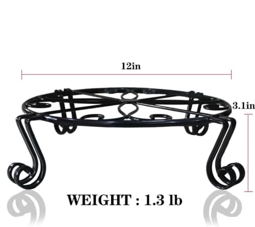Image of Kundi Iron Plant Stand | Rust-Proof Flower Pot Holder for Indoor & Outdoor Use | Strong Metal Gamla Stand (Set of 4 Black)