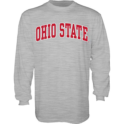 Blue 84 Men's Ohio State Buckeyes Arching Team Name Dark Heather Long Sleeve T Shirt, Ohio State Buckeyes Dark Heather, X-Large