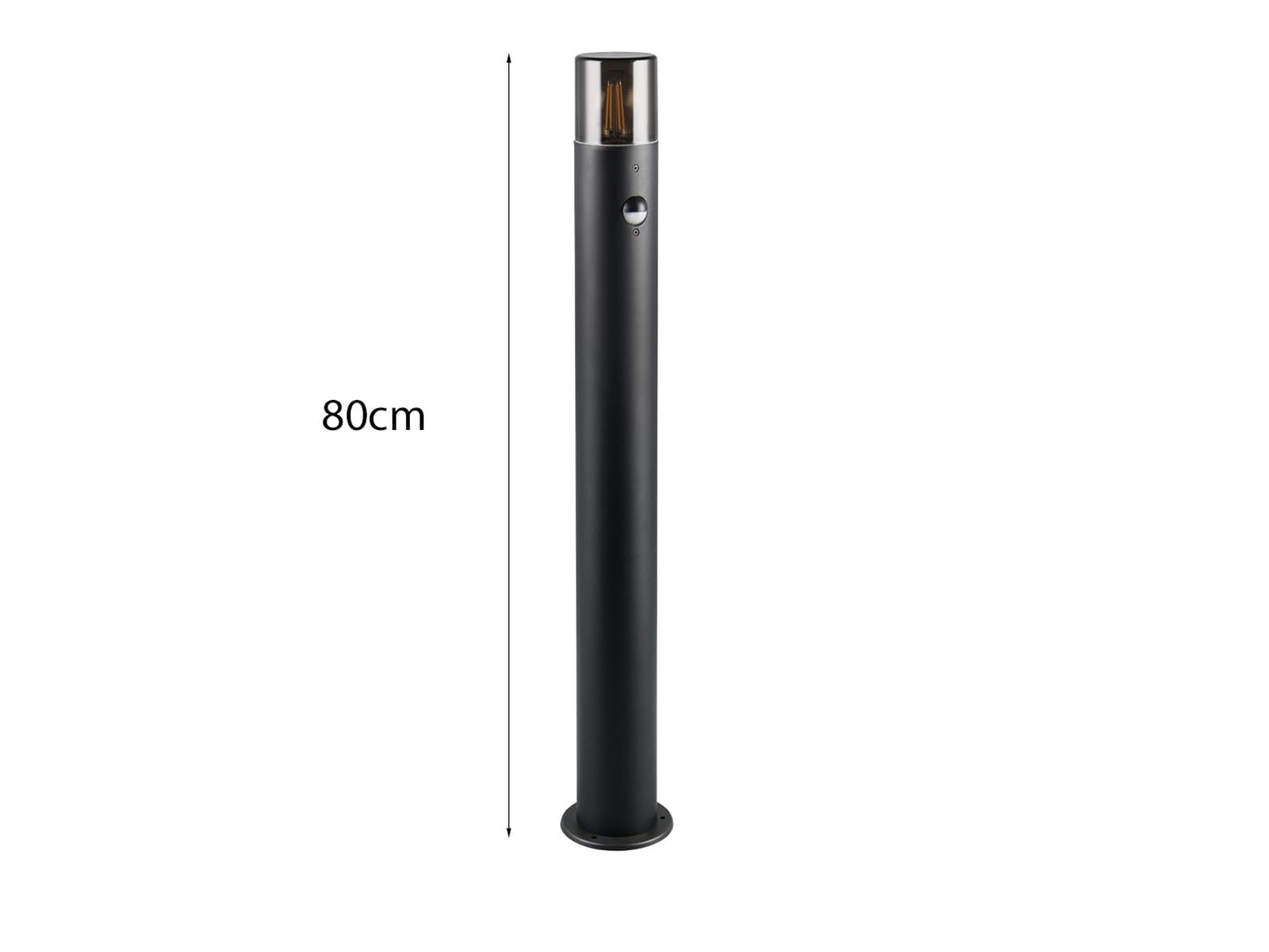 meineWunschleuchte Wege-Leuchte mit Bewegungsmelder Schwarz Rauchfarbig | mit E27 LED, Höhe 80cm, aus Aluminium, moderne Pollerleuchte, Schutzklasse IP44, für Wegbeleuchtung Garten Außen