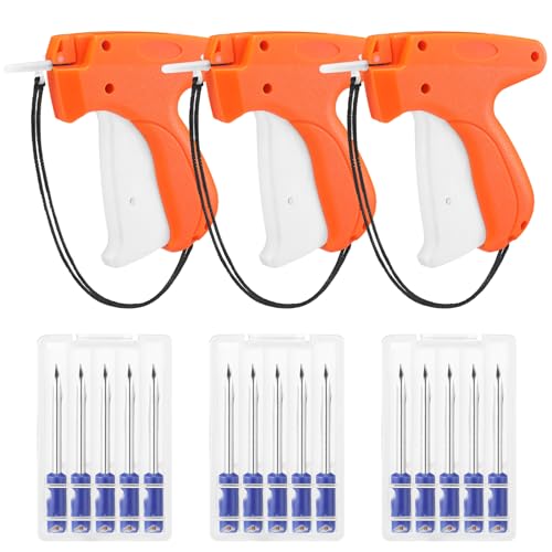 Image of Honoson 3 Pcs Tagging Gun Applicator with 15 Steel Needles,Orange | Clothing Tag Attacher for Boutique Consignment Retail, Label System for Price Tags Sales, Ergonomic Grip Wrist Strap