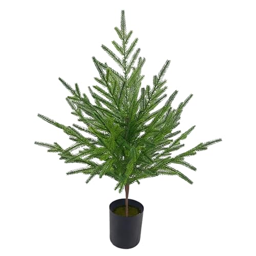 Árbol de Pino Norfolk de 23, 6 Pulgadas, árbol de Navidad Artificial en Maceta, vegetación navideña para Interiores y Exteriores