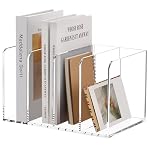 SANRUI Acrylic Desk Magazine File Holder, Clear,4 Vertical Compartments