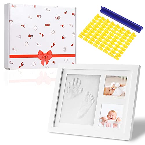 BOLAINA Marco de Huella de Bebé Recién Nacido - Cuadro de Huella de Bebé y Fotos - 23x28 cm - Incluye Letras para Personalizarlo con el Nombre del Bebé - Regalos para Bebé Recién Nacido