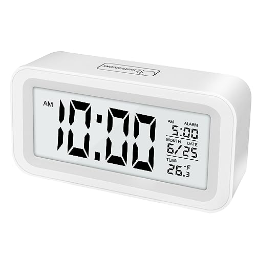 LWMTT Digital Wecker, Digitaler Wecker Temperaturanzeige LED Zahlendisplay Lichtsteuerung, Einstellbare Wecklautstärke, Kompaktuhr für Schlafzimmer, Nachttisch, Netzbetrieben