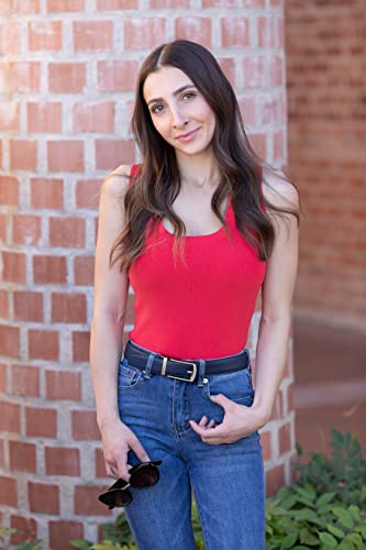 Leather Ratchet Belt for Women, Trim to Fit 18"- 44" Waist, Automatic Slide Buckle, No Holes, Gift Box2