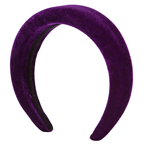 Folora Royal Padded Velvet Headbands Fashion Velvet 90s Hair Accessories Wide Headband for Woman and Girls (Purple)