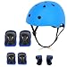 YUFU Kids Helmet Sports Protective Gear Set for 3-8 Years Toddler Boys Girls Bike Skateboard Adjustable Helmet Knee Elbow Wrist Pads for Cycling Skating Roller Scooter Bicycle, Pack of 7 Blue S