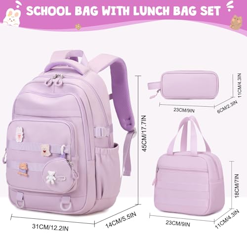 Image of ACESAK Girls Backpack - 3PCS Backpack for Cute School Backpacks for Girls