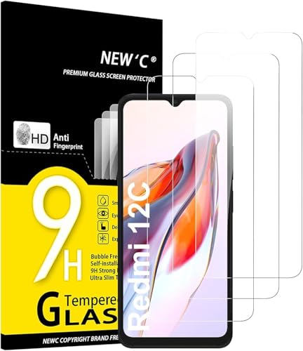 NEW'C 3 Stück für Xiaomi Redmi 12C, Xiaomi Redmi 10C für Panzerglas, Frei von Kratzern, 9H Festigkeit, HD Bildschirmschutzfolie, 0.33mm Ultra-klar, Ultrawiderstandsfähig