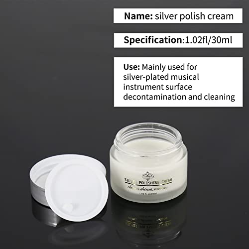 Silver Polishing Cream - Removes Tarnish Oxidation From Sterling Silver For Flutes,Clarinets,Oboes,Bassoons,Trumpets,Musical Instruments,30G #TOP27