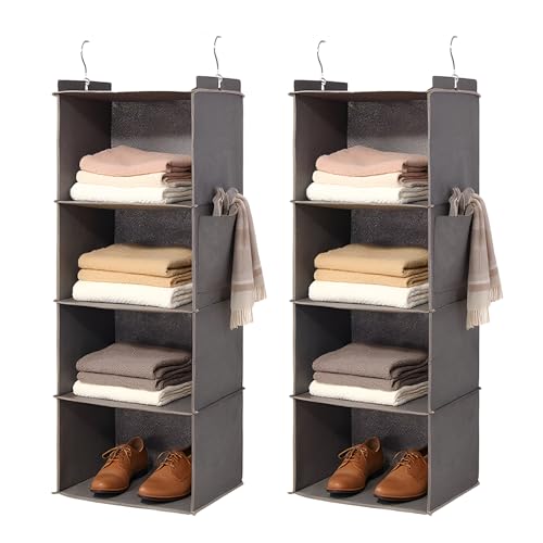 CocooChic Hanging Closet Organizer 4 Shelf - Hanging Cube Organizer with Pockets, Sweater Shoe...
