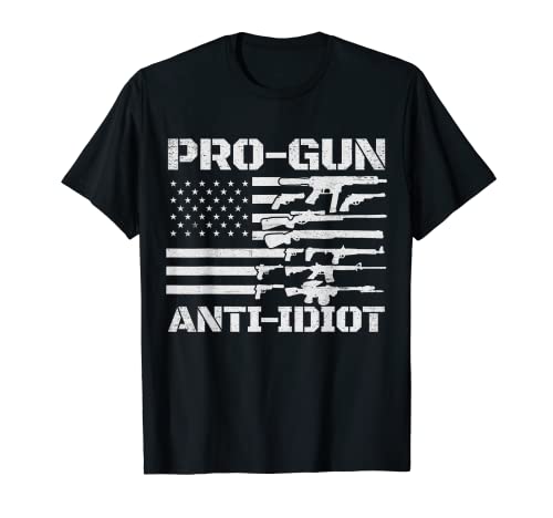 Pro Gun Anti Idiot USA Flag Men's Pro Gun Anti Idiot T-Shirt