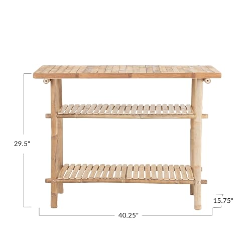 Creative Co-Op Tall Bamboo Accent Table with 2 Shelves, Natural by Creative Co-Op - Image 2