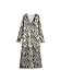Women's All-Match Temperament V-Neck Tie Waist Long Dress Print Satin Textured Dress 2 L