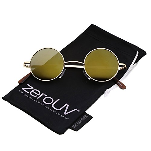 Image of zeroUV Small Retro-Vintage Style Lennon Inspired Round Metal Circle Sunglasses