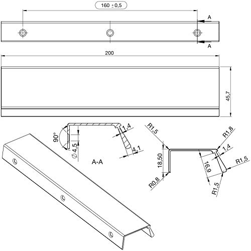 Furnipart 442420200-102/76 Bench Pull Handle Strip, Black - Image 3