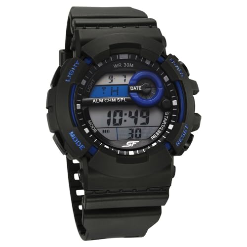 Image of SF Sporty Digital Black Dial Polyurethane Strap Watch for Men-77130PP03W /NT77130PP03W