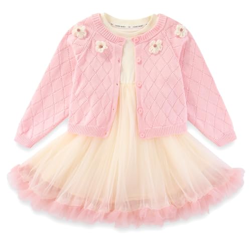 Image of Peacolate 2-6T Spring Autumn Little Girls 2pcs Clothing Set Dress and Knit Cardigan