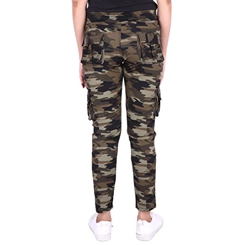 Image of Camouflage Dry-Fit Military Women Six Pocket Gym Trackpant,Joggers,Sports Pant | Green