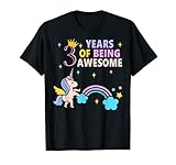3 Years Old Kids Birthday Cute Unicorn Girls Shirt