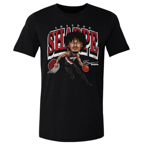 500 LEVEL Shaedon Sharpe Portland Trail Blazers Shirt - Shaedon Sharpe Portland Trail Blazers Cartoon WHT (Black, Large)