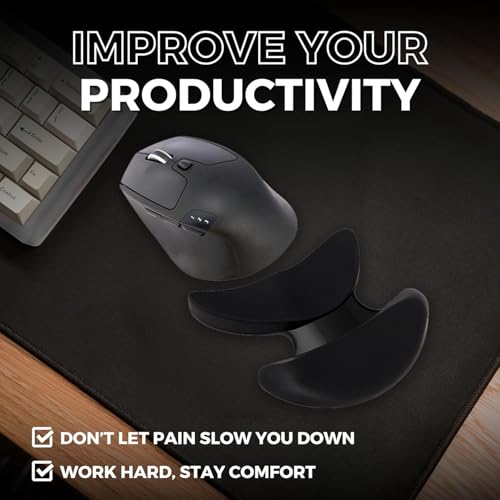 Image of Ergonomic Mouse Wrist Rest Support, Palm Rest Pad Gliding Wrist Pad That Moves with Mouse, Wrist Pain Relief & Release Pressure on Hands for Office Work, Gaming, Coding (Black)