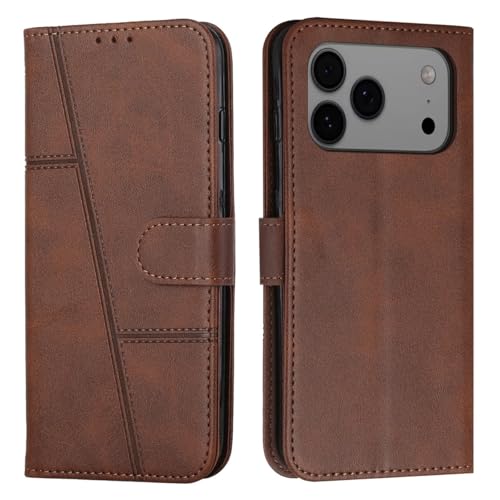 Coque en cuir iPhone 17 Air marron, protection arrière magnétique raffinée