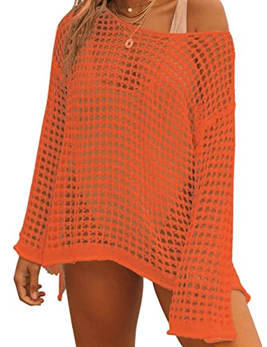 Image of Bsubseach Crochet Cover Up Women Sexy Hollow Out Swim Coverup Summer Outfit | Long Sleeve Beach Cover Up, One Size Fits All, Flattering for All Body Types, Chic Crochet Top, for Vacations & Lounging
