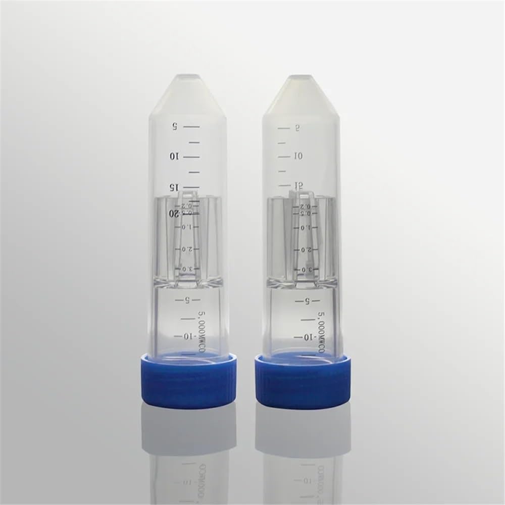 Cristalería de Laboratorio Tubo de ultrafiltración de 15 ml con membrana de PES de 10 kDa y 50 kDa, tubo exterior y tapa, filtro interior de PP.(15ml 5kDa 1piece)
