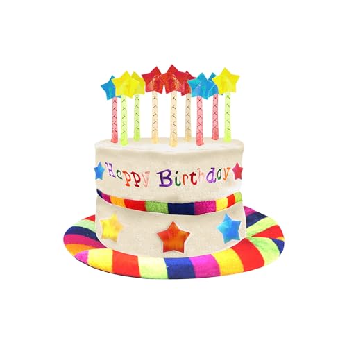 Lizzy | Birthday Cake Hat | Pink Multicolour Candles One Size | Fun Fancy Dress Novelty Party Headwear Photo Prop | For Birthday Celebrations Kids & Adults