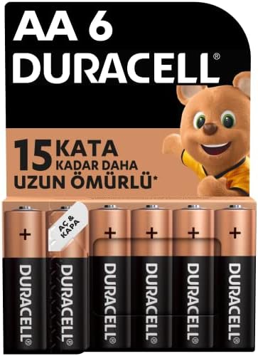 Duracell Alkalin AA Kalem Piller, LR6/MN1500, 6’lı paket