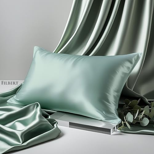 Image of Filbert Premium Satin Pillow Covers | Silky Satin Nights Where Comfort Meets Glamour | Best Gifting Collection - 18 inchx28 inch Inch - Apple Green
