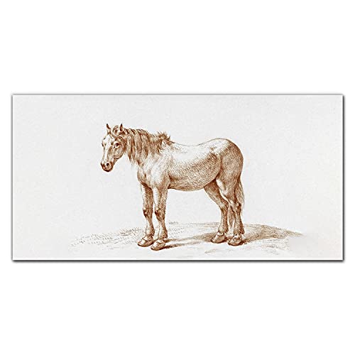 Tableau croquis d'un cheval 120x60cm pour habiller un grand mur blanc vide