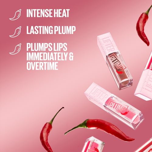 Maybelline New York, Lifter Plump Lip Gloss, Lasting Plump, Heated Formula with Hyaluronic Acid and Chilli Pepper, XL Wand, Vegan Formula, Shade: 001 Blush Blaze - Image 6