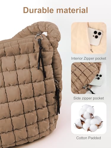 Image of Puffer Tote Bag for Women initial Tote Bag Quilted Large Carryall Bag Puffy Cross-body Bag Hobo Handbags